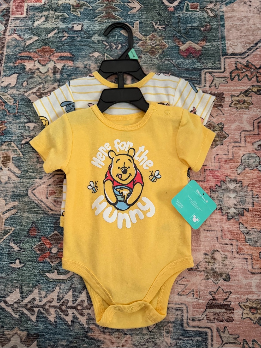 Yellow Winnie the Pooh 'Here for the Hunny' One-Piece Bodysuit - baby
